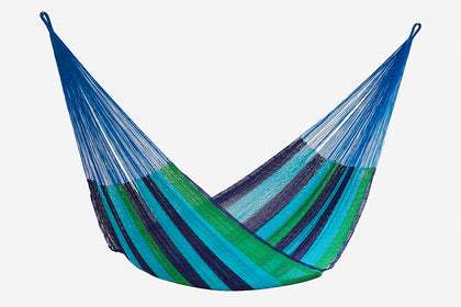 Single Size Mayan Legacy Cotton Mexican Hammock in Oceanica Colour