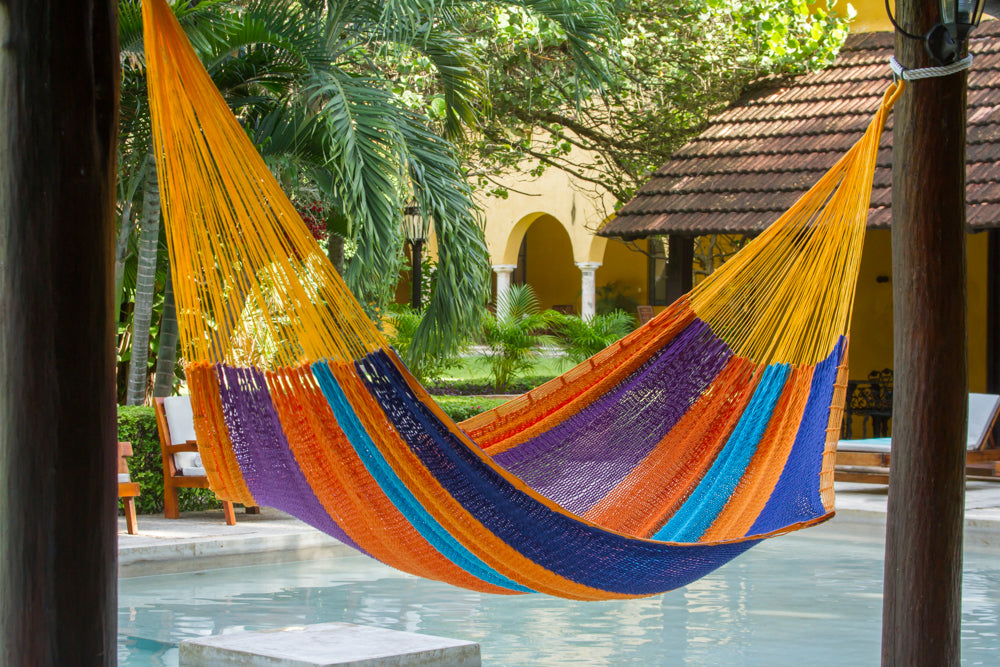 King Size Outoor Cotton Mayan Legacy Mexican Hammock in Alegra